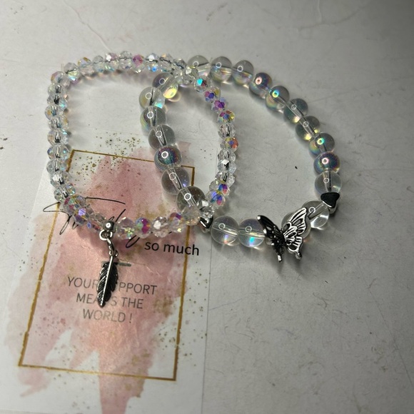 Clear Crystal & Opalite Butterfly Bracelets - Picture 3 of 3